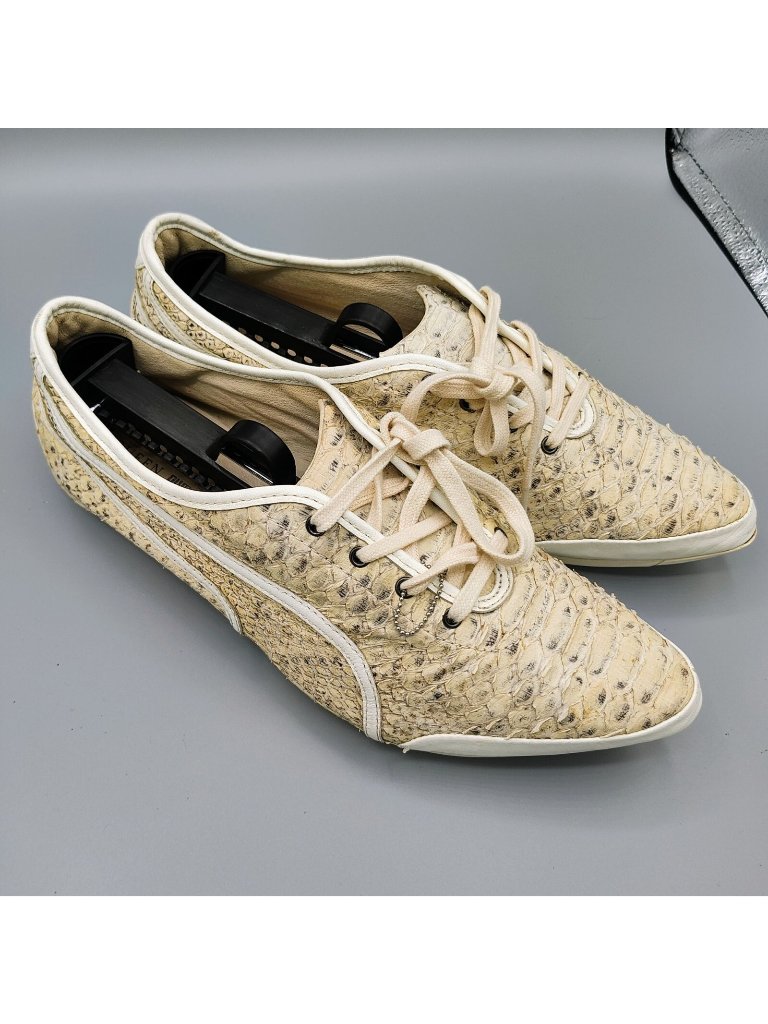 Ultra-Rare Puma X Alexander Mcqueen Women's Beige Python Skin Sneakers (Size 9)